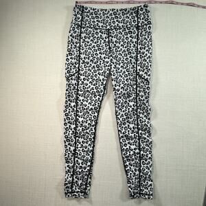 Kiava Leopard Print Workout Leggings M High Waist Stretch Side Pockets